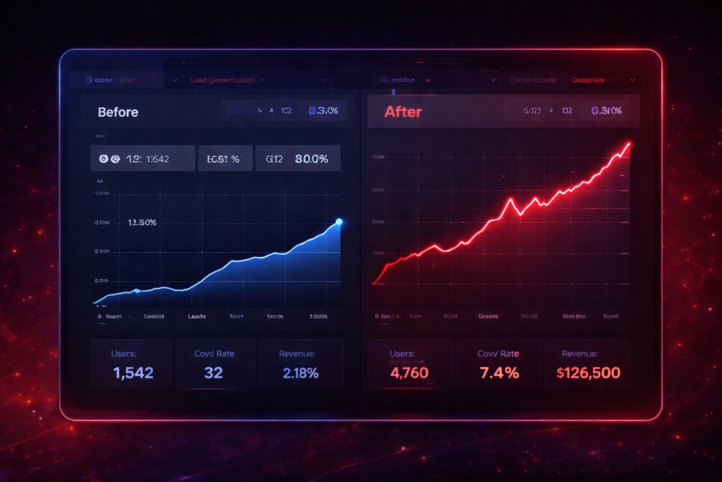 Digital marketing case study showing business growth results